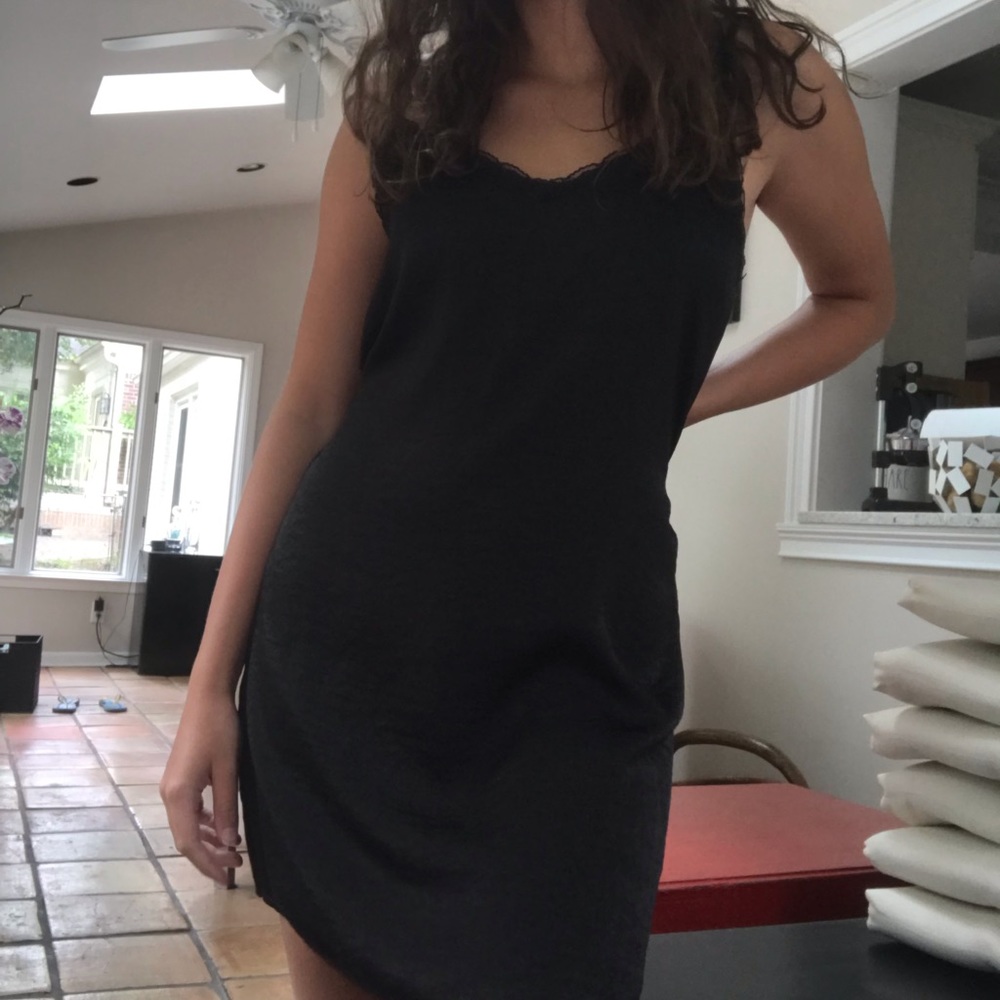 Silky black mini dress